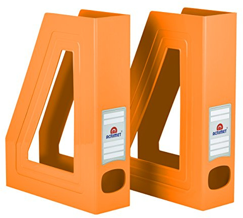 Acrimet Porte-Revues, Support Durable, Organisateur pour Dossiers pour Bureau (Plastique) (Couleur Orange) (Lot de 2)