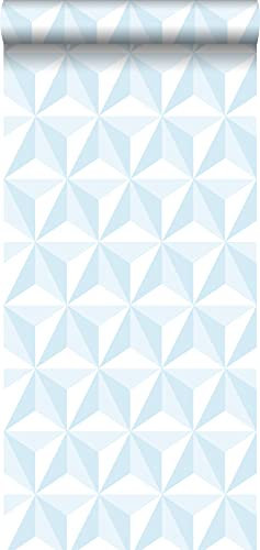 papier peint graphique 3D bleu clair - 138912 - de ESTAhome