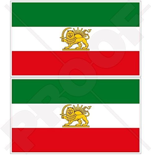 Iran PERSIEN Ehemalige iranische Flagge Persisch 75mm Auto & Motorrad Aufkleber, x2 Vinyl Stickers