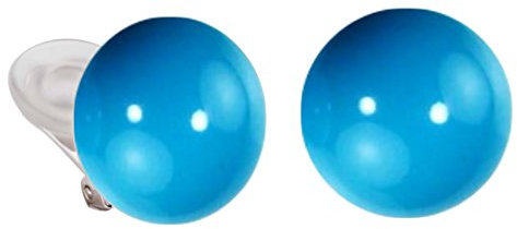 Traveller Ohrclip mit 16mm türkis Kugeln rhodiniert - 112321