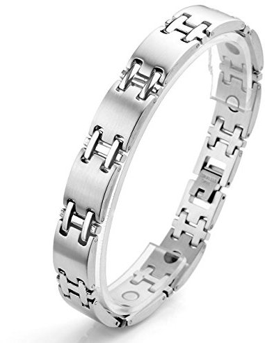 Zysta Edelstahl Schmuck Herren Magnetarmband Armband Gewölbt Magnetisches Armreif Silber