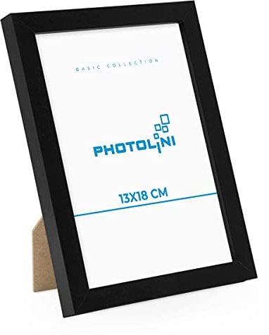 PHOTOLINI Bilderrahmen 13x18 Schwarz, Bilderrahmen 13x18 Holz MDF, Fotorahmen 13 x 18 mit Acrylglas, Bilder Rahmen 13 x18 Aufhängen & Aufstellen, Picture Frame für Fotos, Poster