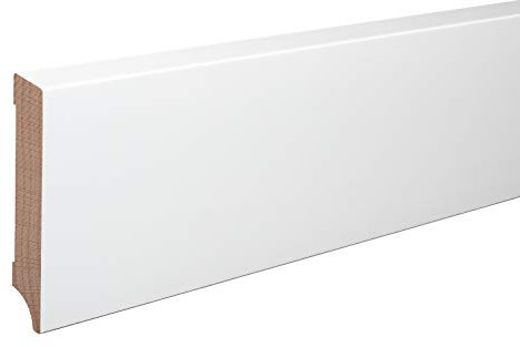 Sockelleiste Leipzig Buche Massivholz WEISS Oberkante Abgeschrägt 100mm
