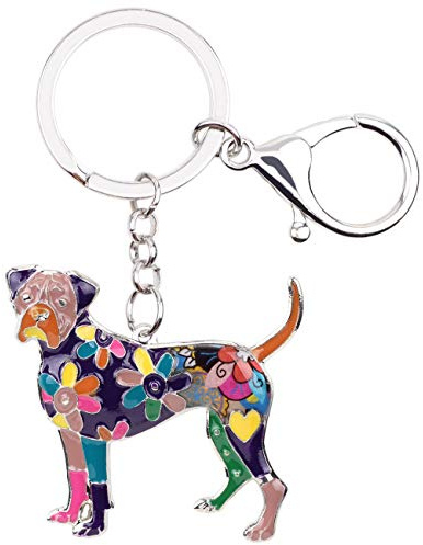 WEVENI Emaille Legierung Boxer Hund Schlüsselanhänger Haustier Charms Schmuck für Frauen Mädchen Tasche Auto Brieftasche