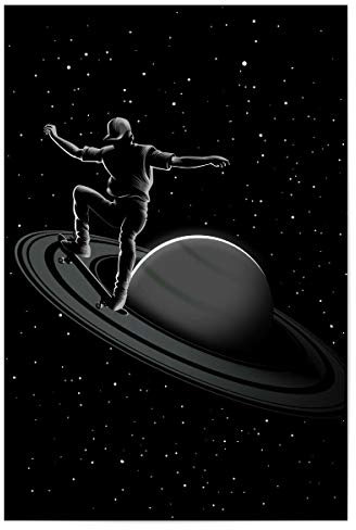 artboxONE Poster 30x20 cm Menschen Skater in Saturn hochwertiger Design Kunstdruck - Bild Skateboard Planet Saturn