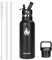 XACIOA Water Bottle Stainless Steel with Straw -for Hot/Cold Drinks 500/750/1000ml Vacuum Insulated Flask Leak Proof Drink Sport,BPA Free - with 2 Replacement Lid and Straw Brush