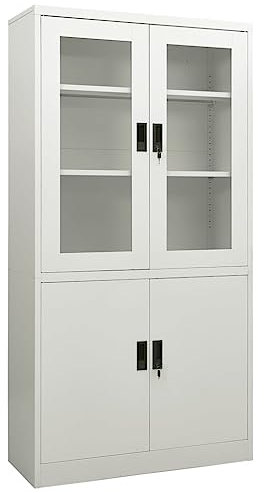 vidaXL Büroschrank Aktenschrank Metallschrank Universalschrank Stahlschrank Aufbewahrungsschrank Büromöbel Schrank Lagerschrank Hellgrau 90x40x180cm Stahl
