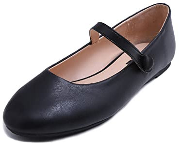 Feversole Mary Jane Lack Damenschuhe Flache Pumps geschlossen Bequeme Schuhe