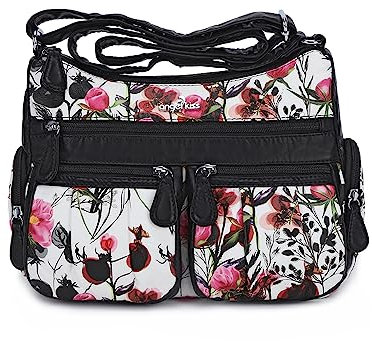 Angelkiss Damen-Umhängetaschen für Damen, Schultertasche, Kuriertasche und Geldbörse, mittelgroß, Kunstleder, 7rosa/schwarz