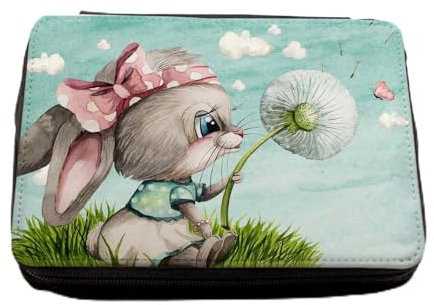 Schultertasche Schultasche Tasche Umhängetasche Federtasche Federmappe Hase Häschen Pusteblume Schmetterlinge Wunschname Geschenk Bundle38 tsu96 fm240 - ausgewählte Größe: *Federmappe*