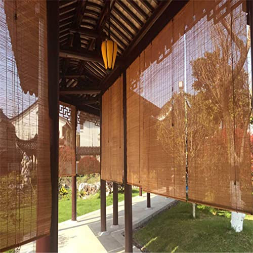 LSMKKA Bambusrollo Außenrollos Wasserdicht, Pergola-Pavillon-Terrassen-Veranda Roll-up-Schatten 100/140/ 160/180/ 200/240/ 260/300 cm Lang, Lichtfilterung Wetterfest (Color : W X H, Size : 0.6x3m)