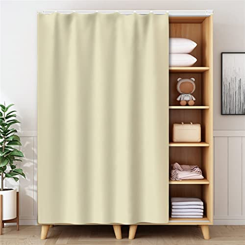 Liveinu Rideaux Armoire pour Armoire de Cuisine, Salle de Bain, Rideau Anti-poussière pour étagères, Panneau Mural,Installation Crochet et Boucle 80x140cm (L x H Beige