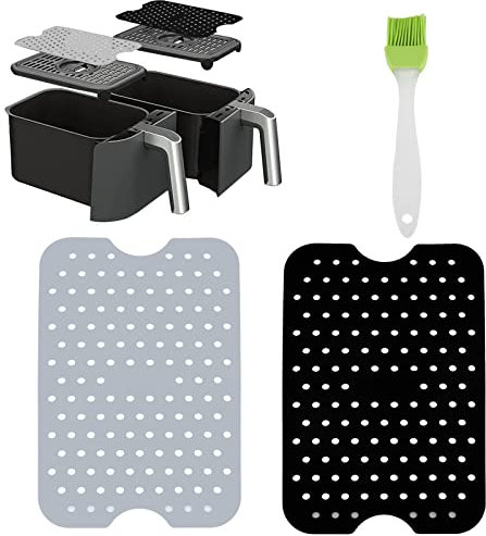 2 Pcs Air Fryer Liners Rectangle Silicone Air Fryer Mats Silicone Mat Air Fryer Liner Parchment Air Fryer Silicone Pad Air Fryer Silicone Liners Reusable Silicone Heat Resistant Mat for Air Fryer