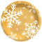 Piatti rotondi da dessert in cartone da 18 cm - Servizio da tavola natalizio a tema fiocco di neve oro - Confezione da 8 pezzi - Natale (piatto oro)