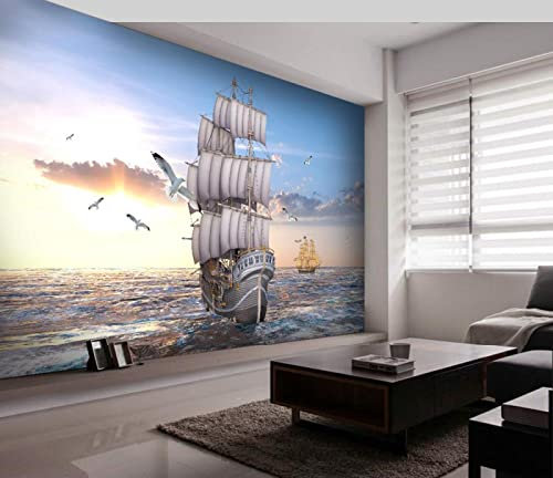 Fototapete 3D Effekt Segelboote & Meer Wandtapete Moderne Wanddeko Design Wand Dekoration Wohnzimmer Schlafzimmer 400cm×280cm(Breite x Höhe)