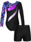 CHICTRY Kids Girls Long Sleeve Gymnastics Leotard Workout Bodysuit with Shorts 2 Pieces Set Tracksuit Tumbling Dance Outfits Starry Black 9-10 Years