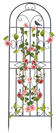 Treillis De Jardin En Métal De 180 Cm X 50 Cm Treillis De Plantes En Fer Noir Résistant À La Rouille Pour Escalader Des Roses En Plein Air, Des Vignes, Des Fleurs Et Des Légumes (Black-1 Pack)(Size:18