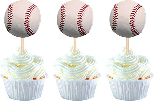 24 Stück Baseball Tortendeko, Zusammengebaute Sport Thema Ball Cupcake Picks für Baseball Thema Baby Dusche Kinder Geburtstag Party Kuchen Dekorationen