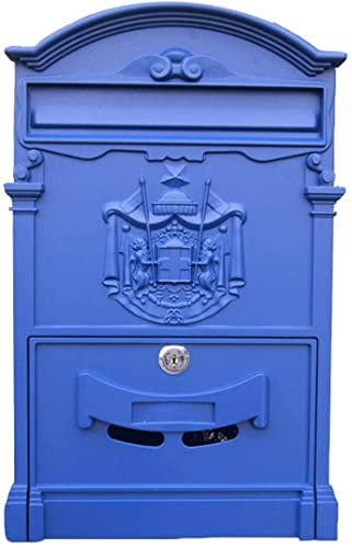 UNISTRENGH BoîTe Aux Lettres Vintage Letterbox BoîTe Mailbox avec CléS BoîTe Aux Lettres Murale pour La Maison, Le Bureau Et Le Jardin (Bleu foncé)