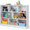GYMAX 8 Cube Kids Bookcase, 3-Tier Children Storage Shelf Unit, Wooden Toddler Bookshelf Toy Storage Organizer for Kids Room, Playroom and Nursery (White)
