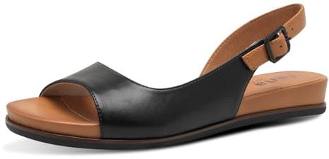 Jana Femme 8-28160-42 Sandale Plate, Noir, 37 EU Large