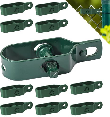 Fepro® Drahtspanner verzinkt, grün kunststoffbeschichtet, 90mm - 10 Stück, ideal für Maschendrahtzaun Spanndraht, Zaunspanner, Drahtzaun Spanner für Garten Spanndraht Wildzaun Forstzaun Weidezaun