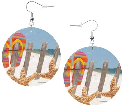Flip Flop Niedliche Mädchen Leder Runde Ohrringe Gedruckt Elegante Muster Für Frauen Ohrringe Weihnachten Valentinstag Geburtstag Geschenk Für Frau Und Freundin Durchmesser 4,5 cm, Einheitsgröße,