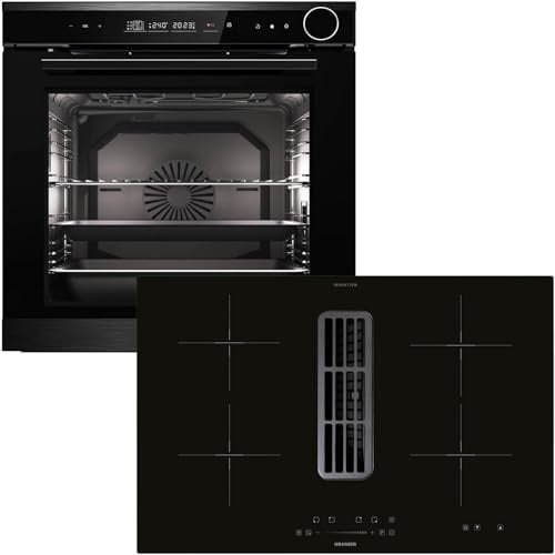 Oranier Dampf Einbau-Backofen Set EBD830 autark - 14 Funktionen & Induktionskochfeld 80 cm mit Kochfeldabzug KFA390-4 Kochzonen & Slider-Steuerung