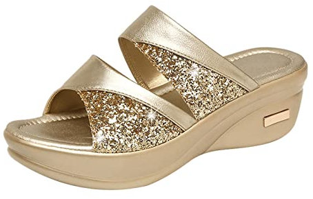 HAOLEI Sandali con Zeppa Donna Ciabatte con Suola Spessa Open Toe Sandali Estate Donna Ortopedico Sandali Supporto Arco Ciabatte da Plateau Eleganti Slippers Traspirante Bohemia Ciabatte Sandalo