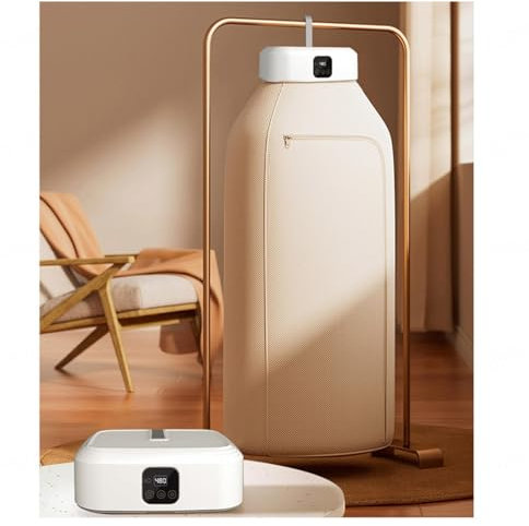 GeRRiT Séche Linge Electrique SéChage à Air Chaud à 360°, SèChe Linge De Voyage, Portable, Convection, Circulation d'air Chaud, Plastique, Blanc