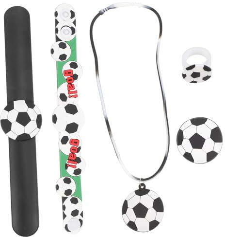 CIYODO 1 Set Fußball Party Slap Armband Für Kinder Kreative Brosche Fußball Halskette Für Party DIY Slap Armband Spielzeug Ring Neuheit Slap Armband Dekoratives Slap