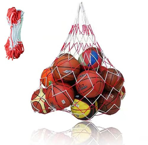 TOPQINFENGYUE Large Mesh Ball Bag - Durable Portable with Drawstring for 10-12 Balls
