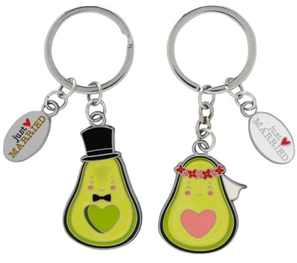 GRUSS & CO Paar-Schlüsselanhänger Motiv Avocado | Geschenkset mit 2 figürlichen Anhängern, auf Geschenkkarte | Hochzeitsgeschenk, für Paare, für zwei | 71072