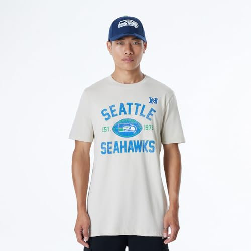 SEATTLE SEAHAWKS New Era Cap NFL Regular T-Shirt Distressed Screenprint Team Graphic Stone Unisex