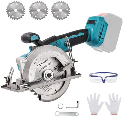 5.5'' Mini Kreissäge, Handkreissäge kompatibel mit Makita 18 V Akku mit 3 Sägeblättern (140mm), 8500RM/min Mini Akku Kreissäge Bürstenlose Säge mit Einstellbarer Schnittwinkel & Tiefe (5.5 inch)