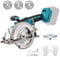 5.5'' Mini Kreissäge, Handkreissäge kompatibel mit Makita 18 V Akku mit 3 Sägeblättern (140mm), 8500RM/min Mini Akku Kreissäge Bürstenlose Säge mit Einstellbarer Schnittwinkel & Tiefe (5.5 inch)