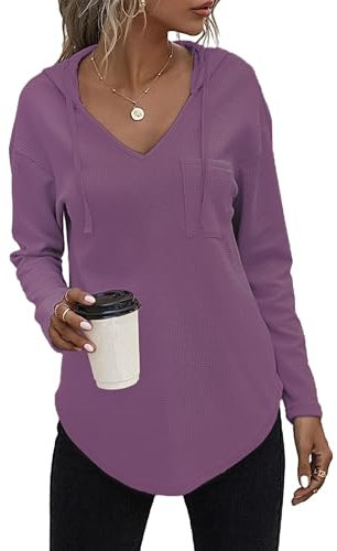 Tanmolo Kapuzenpullover Damen Baumwolle Hoodie Pullover Sweatshirt Langarm Tops Casual Oberteile Lila, XL