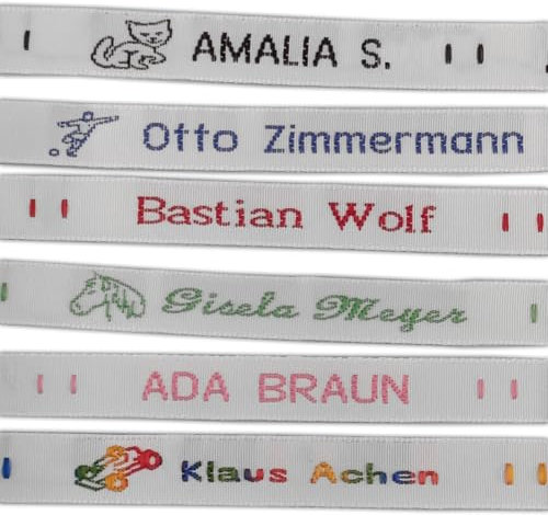 144 Personalisierte Gewebte Namensbänder zum Einnähen - Ideal für Kleidung, Schuluniformen, Kindertagesstätten & Pflegeheime - Waschmaschinenfest