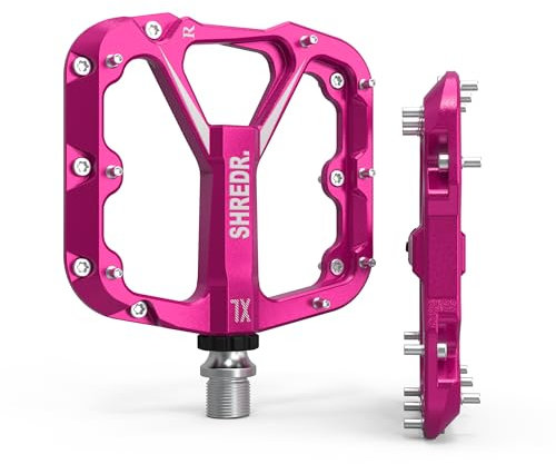 Shredr. Flat Pedale für MTB | Superleichte Flatpedals fürs Mountainbike | In 2 Größen und 9 Farben | Nur 320 Gramm (pink, XL)