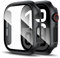 LK 2 Pack Hard Case for Apple Watch Series 10 42mm, Built-in 9H Tempered Glass Screen Protector, Overall Protective Cover, HD Clear High Sensitivity, Cover for iWatch 10 42mm-black