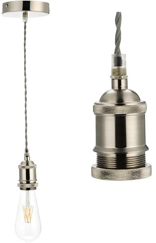 Vintage Retro Ceiling Pendant Light Fitting, 1.5M Twisted Braided Fle,E27 Lamp Holder Suspended Pendant Light Fitting Kit