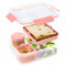 Bugucat Lunchbox Erwachsene 1600ML, Auslaufsichere Brotdose Bento Box Erwachsene mit Fächern, Lunchbox Kinder Salatbox to Go mit Soßenbox, Snackbox Frühstücksbox für Schule Picknick Büro, Rosa