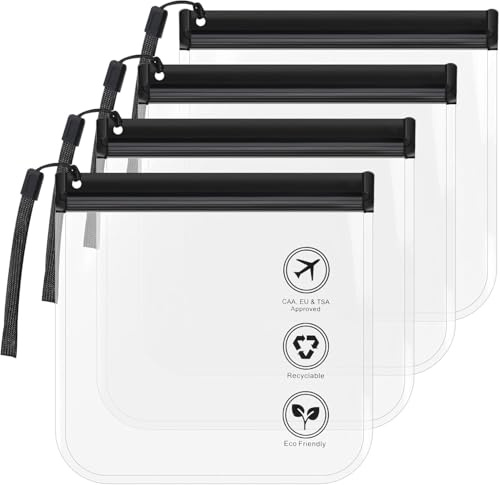 4 Pezzi Beauty Case Trasparente, Busta da Viaggio per Liquidi Aereo, 20 x 20cm, Borsa Impermeabile