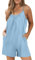 Latzhose Kurz Damen Grau Damen Einfarbig Modischer Casual Pocket Kurzer Overall Jumpsuit Damen GrüN (Sky Blue, S)