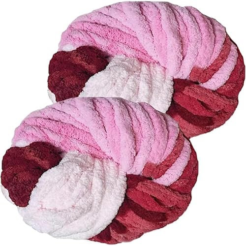 Hengrongshen Dicke Wolle Dickes Garn 2 Stück 500g, Chunky Yarn, Chunky Wool, Armstricken Wolle zum Häkeln für Decke, XXL Riesen Wolle Perfekt zum Weben von Schals Mützen Haustier Nest - Neon