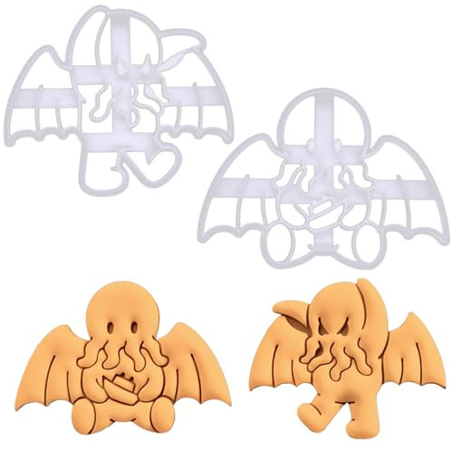 BAKERLOGY Sat von 2 Cthulhu Ausstechformen - Mythisch Ausstecher, Fabelwesen Plätzchenausstecher, Detailliertes Keksausstecher, Ideal für Fondant, Keksteig, Ton