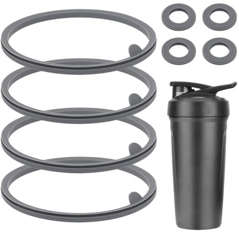 8pcs Lid Gasket Replacement for Blender Bottle Strada Flip Shaker Cup Water Bottle Parts Accessories, 2 Sizes Silicone Seal Ring for Blenderbottle Strada Flip Shaker 24 oz 28 oz(Gray)