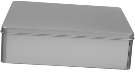 FELTECHELECTR Large Square Silver Cookie Tin Box Lid Metal Storage Container for Snacks Candy and Tea Suitable for Home Organization