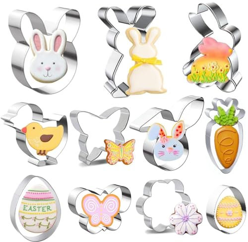 FINEVERNEK Ausstechformen Ostern, 11 Stück Ausstechform Ostern Set, Osterhasen Oster Ei Ausstecher, Ideales Ausstecher Ostergeschenk für Osterplätzchen