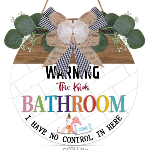 TOARTi Funny Kids Bathroom Sign Rustic Boho Toilet Hanging Plaque 11.5in